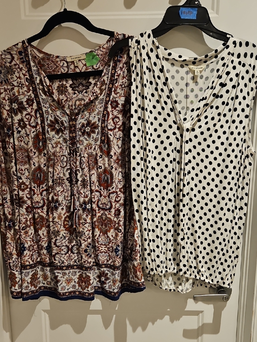 Max Studio White/Black Polka Dot Sleeveless Top
